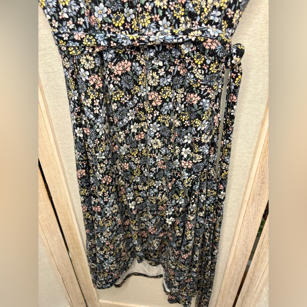 LOFT soft comfy floral wrap mini dress sz L - Picture 6 of 11